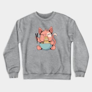 Cartoon Cat Eating Ramen Crewneck Sweatshirt